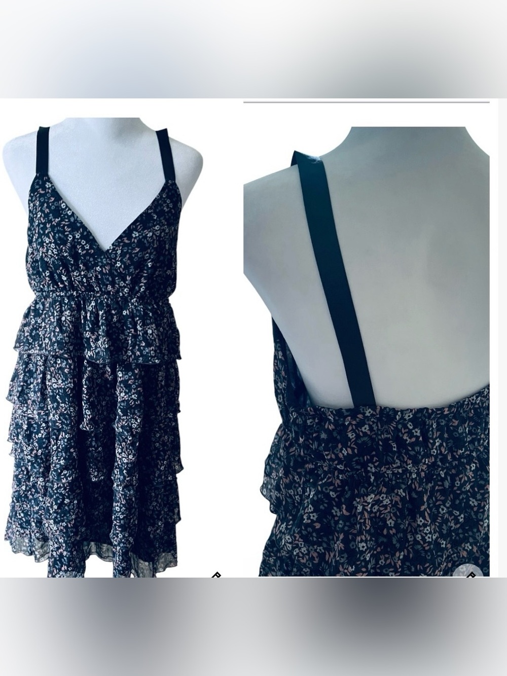 Old Navy froral tiered ruffle cami dress M